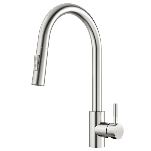 rainsworth wasserhahn küche ausziehbar mit brause, 360 drehbar, edelstahl