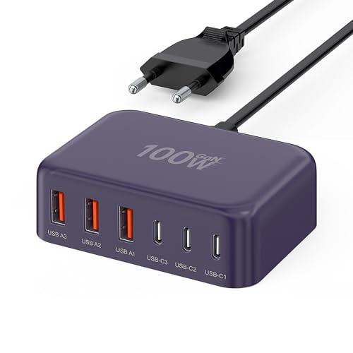 usb c ladegerät 100w 6-port adapter schnellladegerät pd 3.0 für iphone samsung ipad