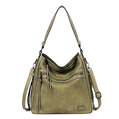 TANTOMI Handtasche Damen Umhängetasche mit Fach eleganter Vintage Shopper mint