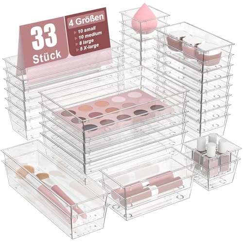 dyhder 33 stücke schubladenorganizer für kosmetik, schmuck, bad, küche, büro