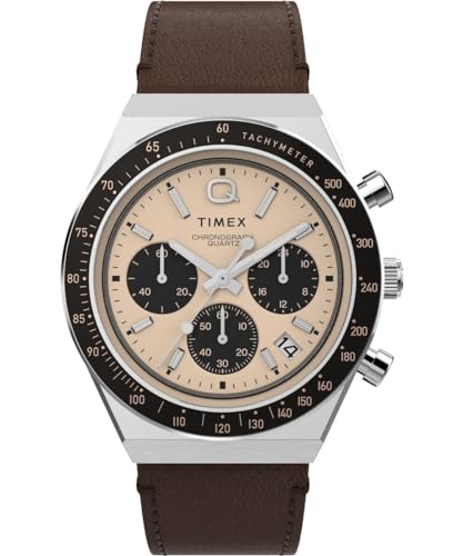 timex herren chronograph armbanduhr quarz 40mm leder-band wasserdicht 5bar