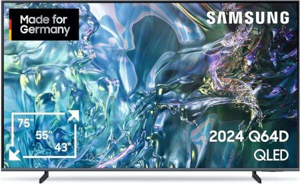 samsung q64d 75 zoll qled 4k fernseher quantum hdr 999 euro statt 1291 euro