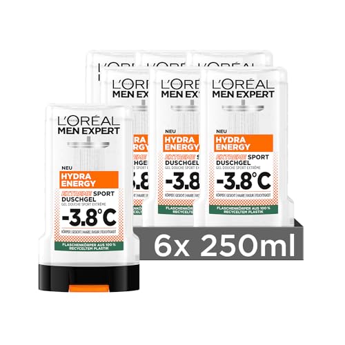 l'oral men expert duschgel und shampoo für männer, kühlend, 6 x 250 ml