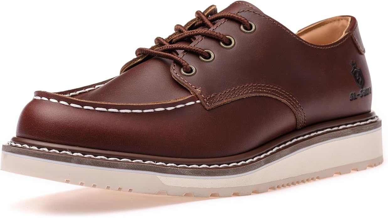 Moc Toe Lace Schuhe aus Echtem Leder, Goodyear Welt, Handgefertigt