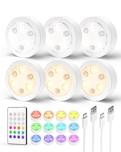 ezvalo rgb led schrankbeleuchtung mit fernbedienung, 14 farben, kabellos, 6 stücke