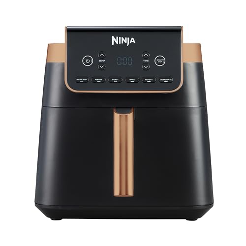 ninja heißluftfritteuse max pro 6,2 l ölfrei mit großer schublade schwarz/kupfer