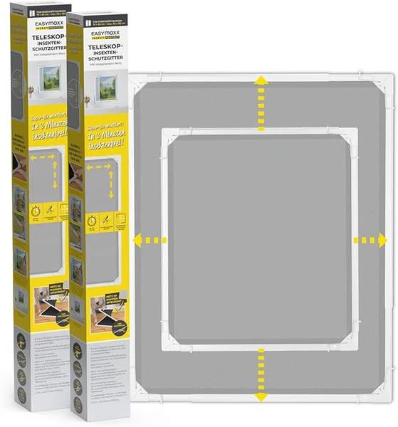 Produktbild: EASYmaxx Teleskop-Insektenschutzgitter Fliegengitter Fenster weiß 2er-Set