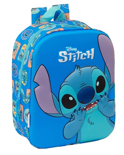 stitch 3d kindergarten-rucksack blau, anpassbar, leicht zu reinigen, 22 x 10 x 27 cm