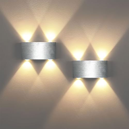 led wandleuchte lightsjoy 2er set modern aluminium warmweiß up and down innenbeleuchtung