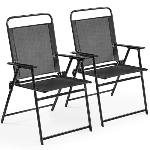 Yaheetech klappstuhl gartenstuhl 2er-set mit hoher rückenlehne armlehnen schwarz