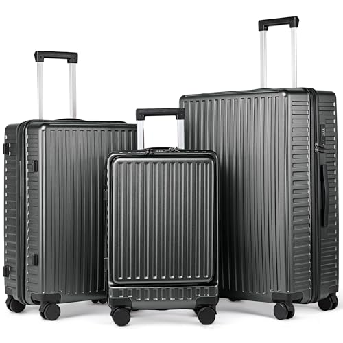 koffer set 3 teilig tan.tomi mit laptopfach hartschalen trolley 4 rollen basaltgrau