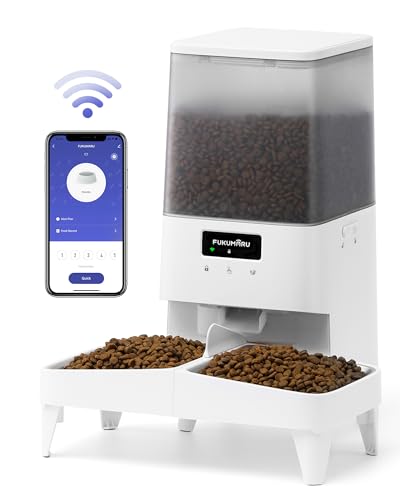 FUKUMARU Katzenfutterautomat 5L mit WiFi, automatischer Futterspender, weiß