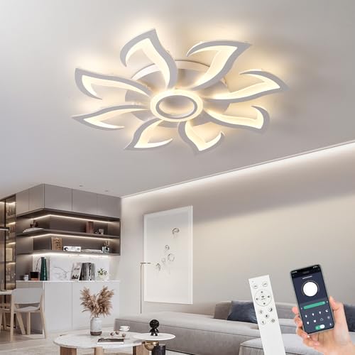 led deckenleuchte 80 w modern dimmbar farbwechsel 3000 k - 6000 k mit fernbedienung für wohnzimmer büro schlafzimmer
