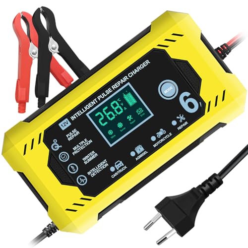 6A autobatterie ladegerät 12V smart vollautomatisch mit lcd-erhaltungsfunktion für auto lkw motorrad boot