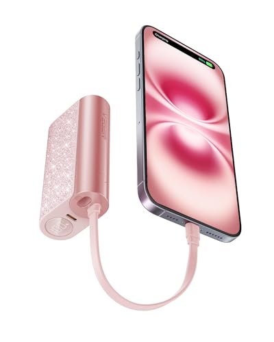 power bank 10000mAh VEGER 20W PD mit Apple USB-C Kabel, rosa, kompatibel mit iPhone, Samsung