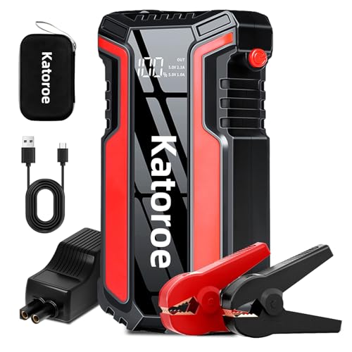 katoroe starthilfe powerbank 4000a jump starter 9l gas 7l diesel mit usb 3.0 und led licht