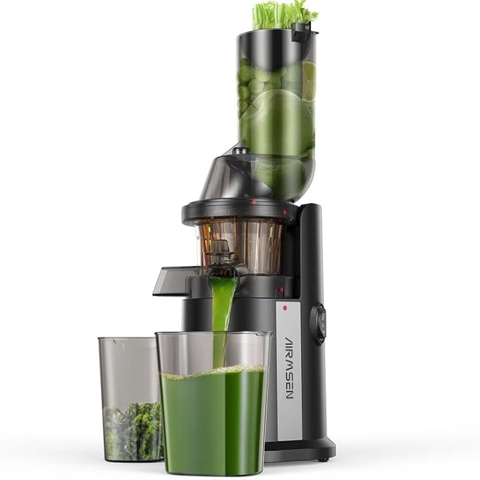 airmsen slow juicer für obst und gemüse 82 mm große öffnung 450 w schwarz