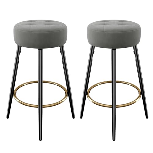 barhocker 2er set hawthyhome, rund hocker für kücheninsel, 77cm sitzhöhe, grau