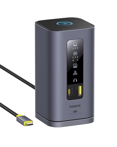 baseus spacemate docking station usb c 11-in-1 3 monitore 4k 100w pd ethernet audio