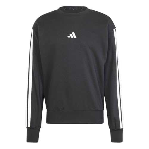 adidas Herren Sweatshirt Essential Three Stripes French Terry Schwarz Weiß M