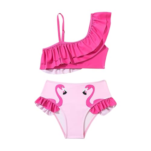 mädchen badeanzug flamingo 2-teilig kinder bikini tankini mit rock rosa