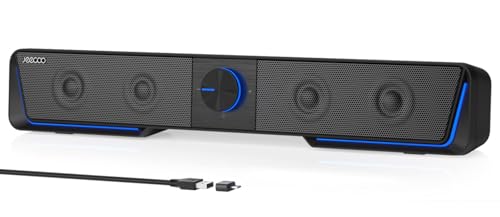 jeecoo a40 pc lautsprecher 2.0 soundbar usb bluetooth tragbar schwarz für pc und smartphone