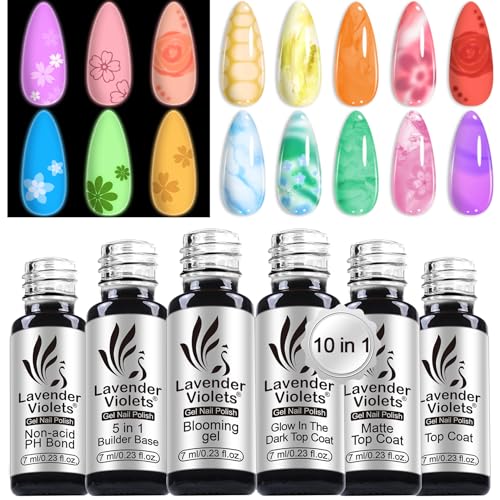lavender violets gel-nagellack-set 6 pcs uv led soak-off builder base, blooming gel