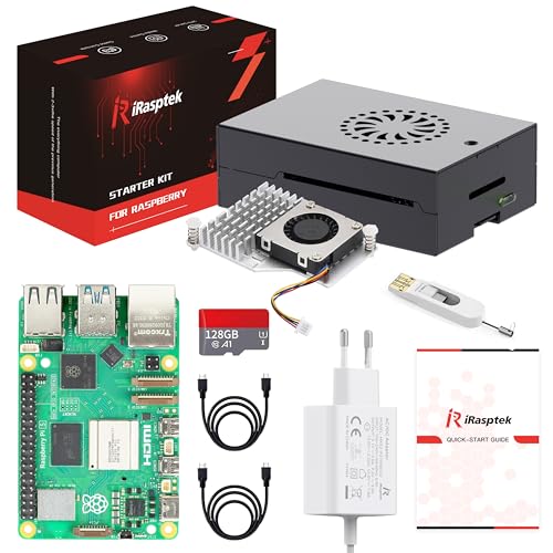 iRasptek raspberry pi 5 starter kit 8GB 128GB os-bookworm aluminium gehäuse