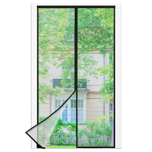 magnetisches fliegengitter balkon Tür 80x220 cm, starke magnete, insektenschutz, schwarz