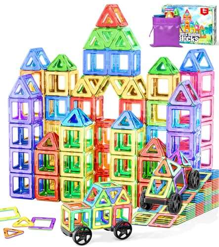 Magnetische Bausteine 50 Teile, STEM Montessori Spielzeug ab 3 Jahre, Magnete Spielzeug