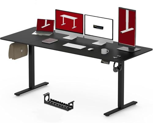 Produktbild: höhenverstellbarer schreibh Tisch SANODESK 110 x 54 cm schwarz mit 4 zubehörteilen