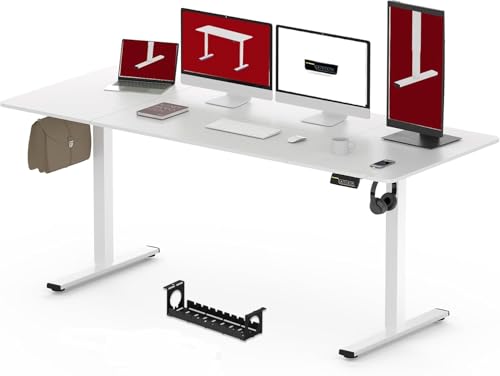 sanodesk höhenverstellbarer schreibtisch elektrisch 180 x 80 cm für homeoffice weiß