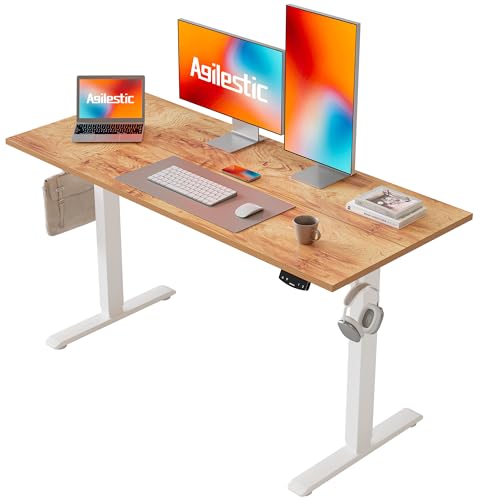 höhenverstellbarer schreibtisch agilestic 120 x 60 cm elektrisch mit memory-handsteuerung, hellbraun