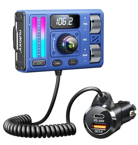 Nulaxy Bluetooth 5.3 Adapter für Auto, FM Transmitter mit DSP, 20W Type-C PD, 18W QC 3.0