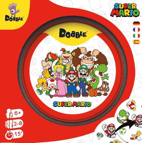 dobble super mario kartenspiel, familienspiel für 2-8 spieler ab 6 jahren