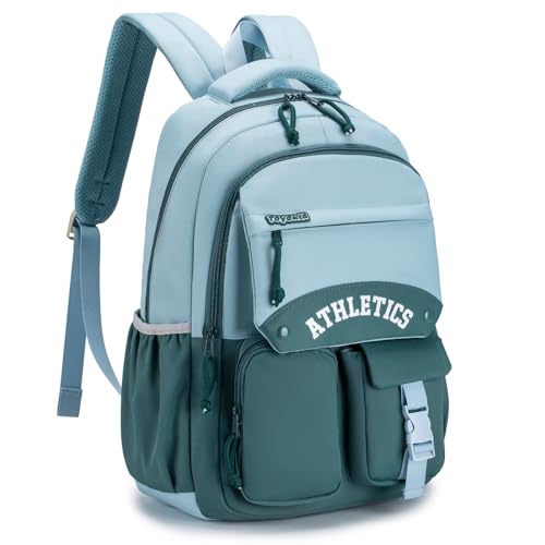 BAGZY schulrucksack mädchen wasserdicht, teenager schultasche mit mehreren taschen, blau