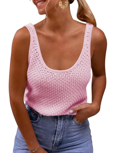 saodimallsu damen sommer tops ärmellos rückenfrei basic cami tank top rosa groß