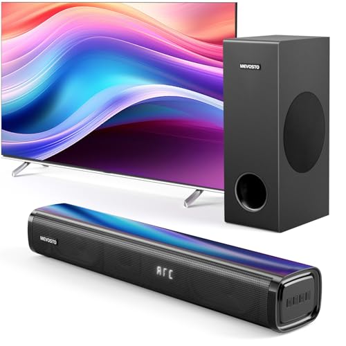 soundbar für tv mit subwoofer 2.1 ch meVosto 2025, gaming, bt 5.3, verstellbar