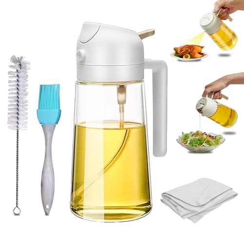 Produktbild: ölspender 2-in-1 mit sprühfunktion und silikon-ölbürste von augeno, 500 ml