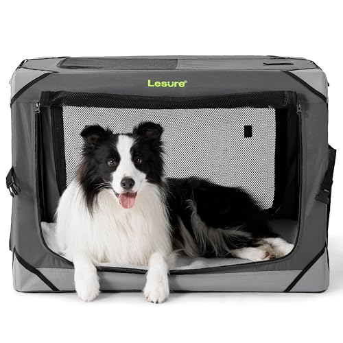 lesure faltbare hundebox transportbox grau 82x58x58 cm atmungsaktiv tragbar