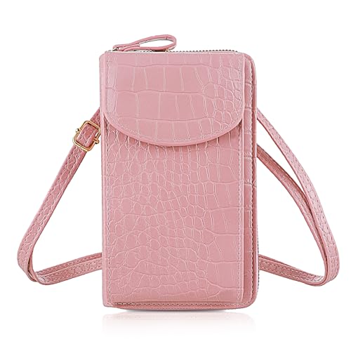 amabro pu handytasche damen umhängetasche crossbody tasche rosa mit geldbörse