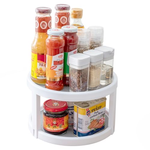 Produktbild: gewürz organizer 360 drehbar, rutschfester 2-etagen aufbewahrungsregal 25 cm - accokids