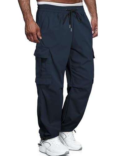 Produktbild: quezhua cargohose herren nylon joggingshosen baggy cargo sporthose marine blau L