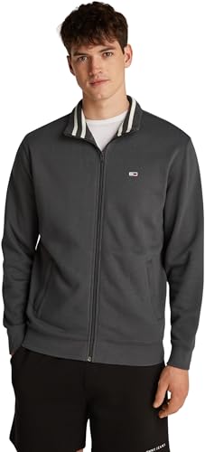 tommy jeans sweatshirt herren fleece zip thru grau washed black xl