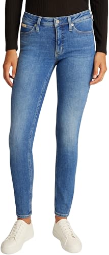 calvin klein damen jeans hose skinny fit mid rise blau denim 32W/26L