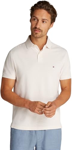 tommy hilfiger poloshirt herren kurzarm regulär fit elfenbein ivory petal, l