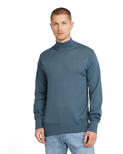 g-star herren pullover mock neck merino wolle avio blau xl prime