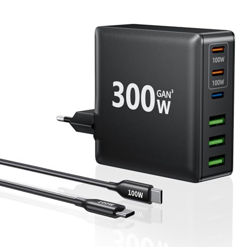 HSSNS 300W USB-C ladegerät 6 port mit 3 usb-c und 3 usb-a schnellladegerät