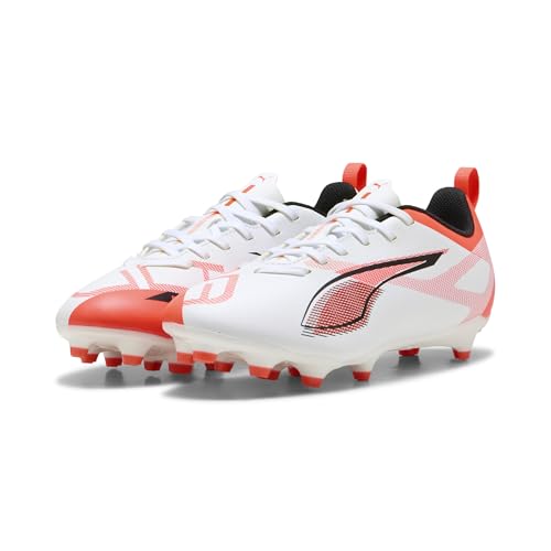 puma kinder fussballschuh ultra 5 play fg/ag jr, weiß/schwarz/rot, 37 eu
