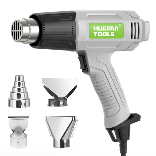 huepar hot air gun 1800 w, 2 temperaturstufen, 400 c/550 c, 4 düsen für basteln